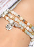 Boho Bracelet, Layers Green Amazonite Mala Mantra Lotus